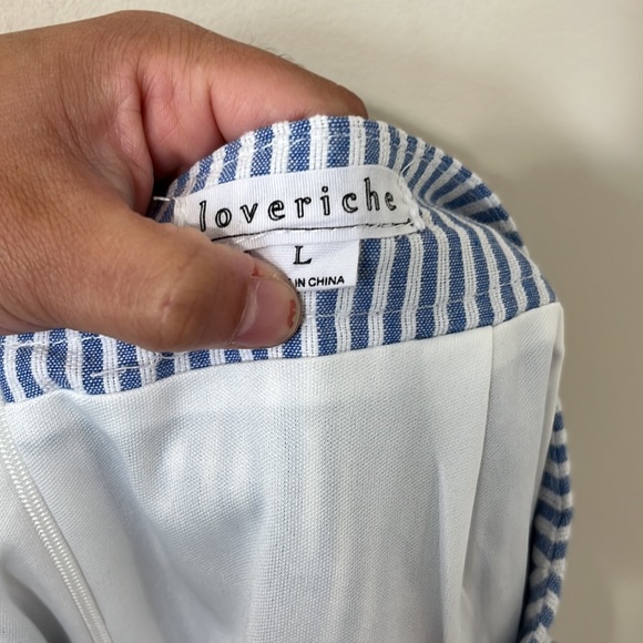 Love Riche Blue White Stripe Ruffle Skirt Size Large - Picture 7 of 8